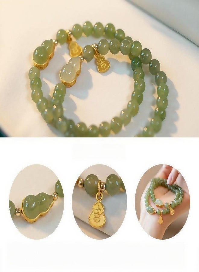 Chiorgone Hetian Jade Gourd Bracelet - Lucky Stretch Jade Bracelet for Wealth, Health, Success, Longevity, Protection & Fortune - Prosperity Jewelry for Career & Positive Energy - Image 4